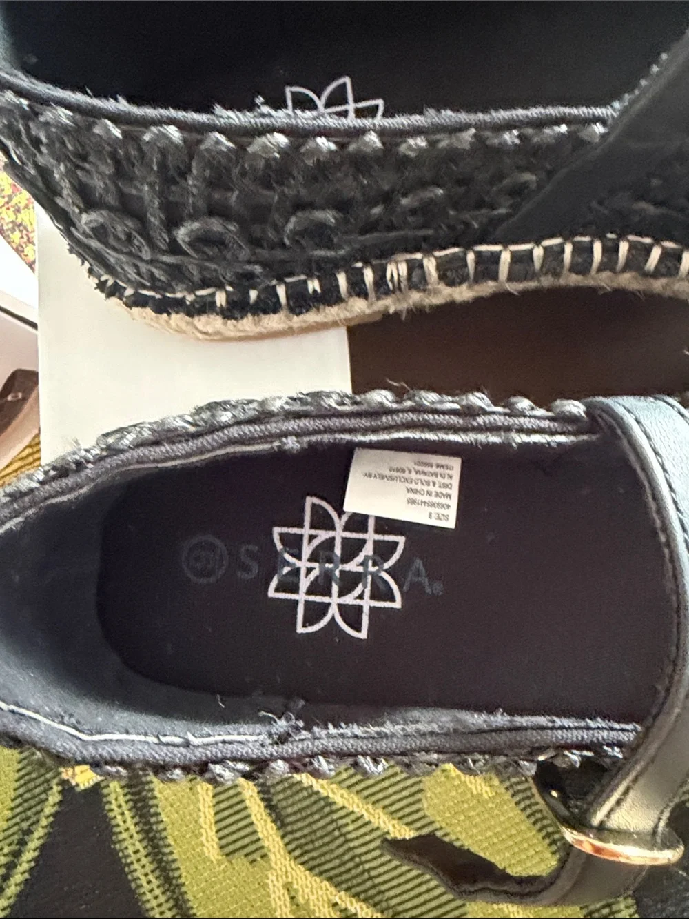 🌴Serra Black Woven Mary Jane Espadrille Flats Size 8